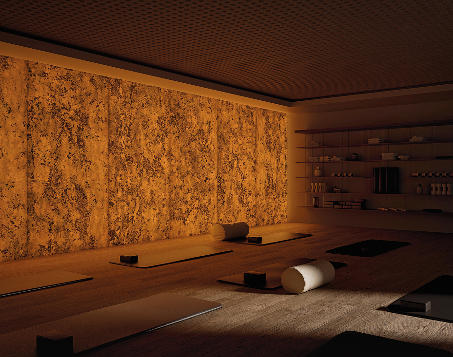 Yoga room in moonlight